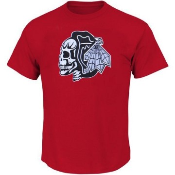 Men's Chicago Blackhawks T-Shirts - Skull - Red/White