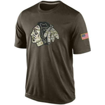 Nike Men's Chicago Blackhawks Olive Salute To Service KO Performance Dri-FIT T-Shirt - Black