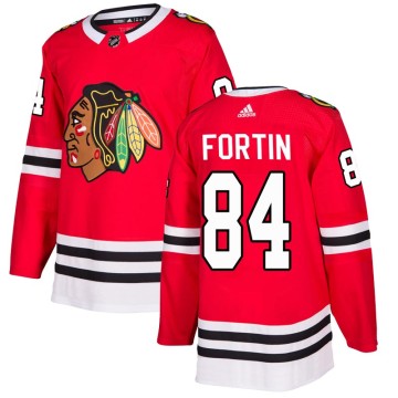 Authentic Adidas Men's Alexandre Fortin Chicago Blackhawks Red Home Jersey - Black