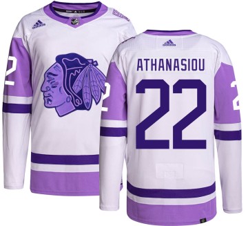 Authentic Adidas Men's Andreas Athanasiou Chicago Blackhawks Hockey Fights Cancer Jersey - Black