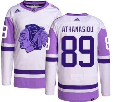 Authentic Adidas Men's Andreas Athanasiou Chicago Blackhawks Hockey Fights Cancer Jersey - Black