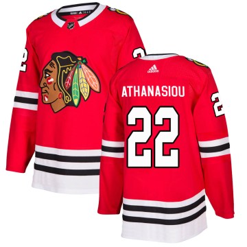 Authentic Adidas Men's Andreas Athanasiou Chicago Blackhawks Red Home Jersey - Black
