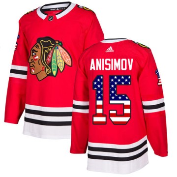 Authentic Adidas Men's Artem Anisimov Chicago Blackhawks Red USA Flag Fashion Jersey - Black
