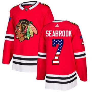 Authentic Adidas Men's Brent Seabrook Chicago Blackhawks Red USA Flag Fashion Jersey - Black