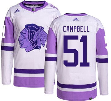 Authentic Adidas Men's Brian Campbell Chicago Blackhawks Hockey Fights Cancer Jersey - Black