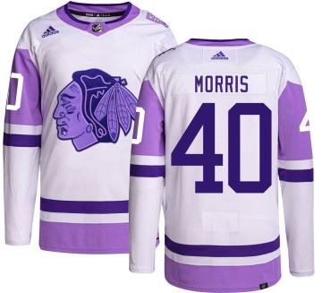 Authentic Adidas Men's Cale Morris Chicago Blackhawks Hockey Fights Cancer Jersey - Black