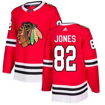 Authentic Adidas Men's Caleb Jones Chicago Blackhawks Red Home Jersey - Black