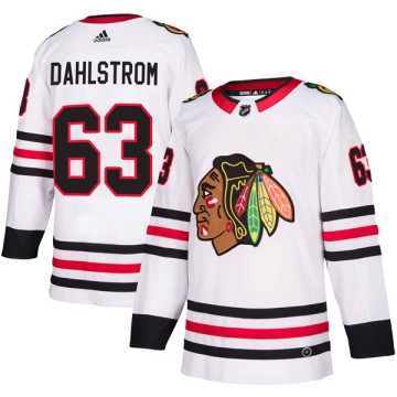 Authentic Adidas Men's Carl Dahlstrom Chicago Blackhawks Away Jersey - White