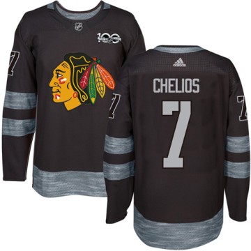Authentic Adidas Men's Chris Chelios Chicago Blackhawks 1917-2017 100th Anniversary Jersey - Black