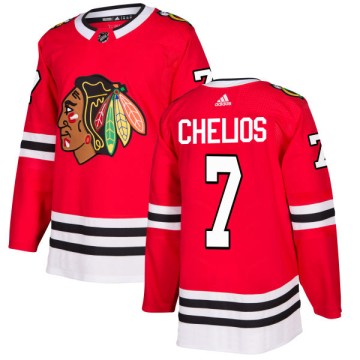 Authentic Adidas Men's Chris Chelios Chicago Blackhawks Red Jersey - Black