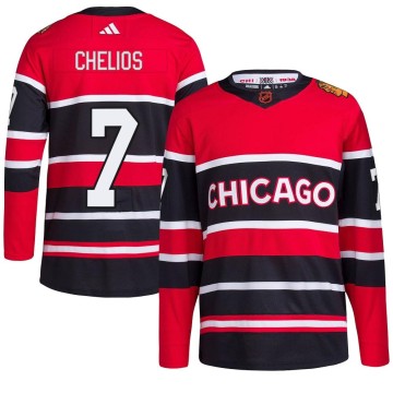Authentic Adidas Men's Chris Chelios Chicago Blackhawks Red Reverse Retro 2.0 Jersey - Black