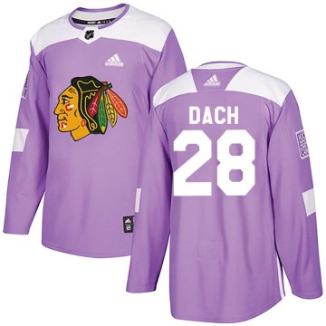 Authentic Adidas Men's Colton Dach Chicago Blackhawks Fights Cancer Practice Jersey - Purple