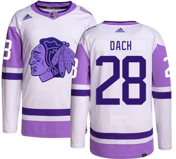 Authentic Adidas Men's Colton Dach Chicago Blackhawks Hockey Fights Cancer Jersey - Black