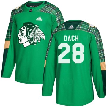 Authentic Adidas Men's Colton Dach Chicago Blackhawks St. Patrick's Day Practice Jersey - Green