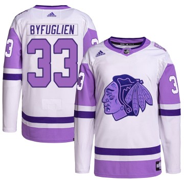 Authentic Adidas Men's Dustin Byfuglien Chicago Blackhawks Hockey Fights Cancer Primegreen Jersey - White/Purple