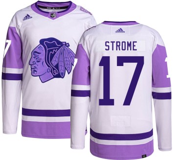 Authentic Adidas Men's Dylan Strome Chicago Blackhawks Hockey Fights Cancer Jersey - Black