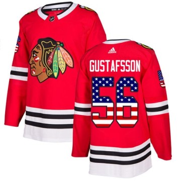 Authentic Adidas Men's Erik Gustafsson Chicago Blackhawks Red USA Flag Fashion Jersey - Black