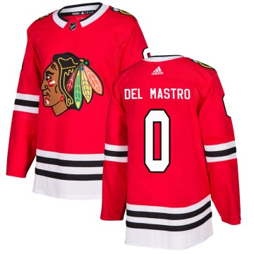 Authentic Adidas Men's Ethan Del Mastro Chicago Blackhawks Red Home Jersey - Black