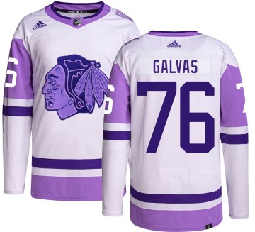 Authentic Adidas Men's Jakub Galvas Chicago Blackhawks Hockey Fights Cancer Jersey - Black