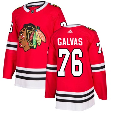 Authentic Adidas Men's Jakub Galvas Chicago Blackhawks Red Home Jersey - Black