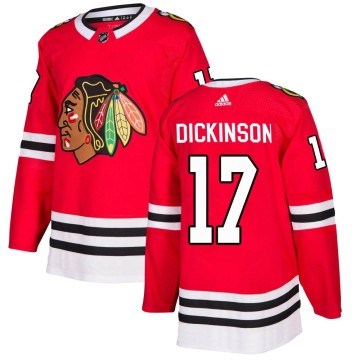 Authentic Adidas Men's Jason Dickinson Chicago Blackhawks Red Home Jersey - Black