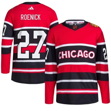 Authentic Adidas Men's Jeremy Roenick Chicago Blackhawks Red Reverse Retro 2.0 Jersey - Black