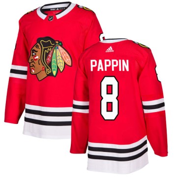 Authentic Adidas Men's Jim Pappin Chicago Blackhawks Red Home Jersey - Black
