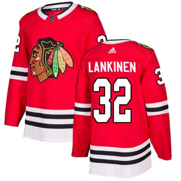 Authentic Adidas Men's Kevin Lankinen Chicago Blackhawks Red Home Jersey - Black