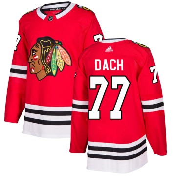 Authentic Adidas Men's Kirby Dach Chicago Blackhawks Red Home Jersey - Black