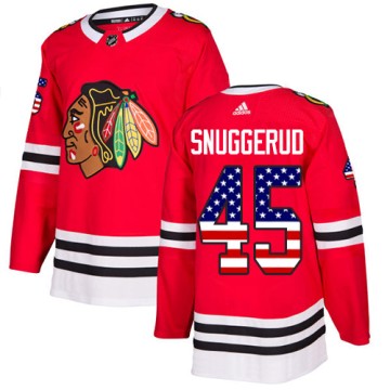 Authentic Adidas Men's Luc Snuggerud Chicago Blackhawks Red USA Flag Fashion Jersey - Black