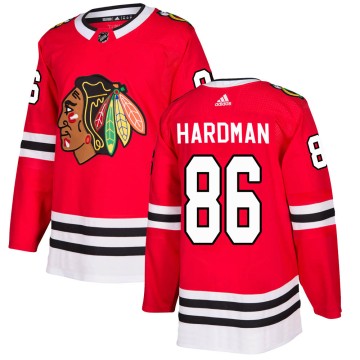 Authentic Adidas Men's Mike Hardman Chicago Blackhawks Red Home Jersey - Black