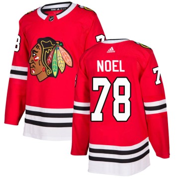 Authentic Adidas Men's Nathan Noel Chicago Blackhawks Red Home Jersey - Black