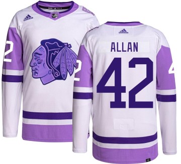 Authentic Adidas Men's Nolan Allan Chicago Blackhawks Hockey Fights Cancer Jersey - Black
