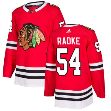 Authentic Adidas Men's Roy Radke Chicago Blackhawks Red Home Jersey - Black