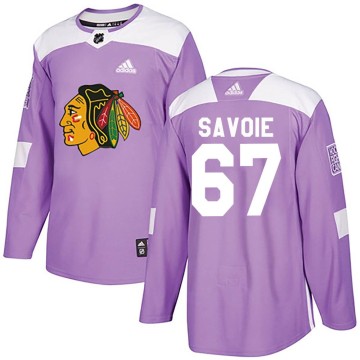 Authentic Adidas Men's Samuel Savoie Chicago Blackhawks Fights Cancer Practice Jersey - Purple