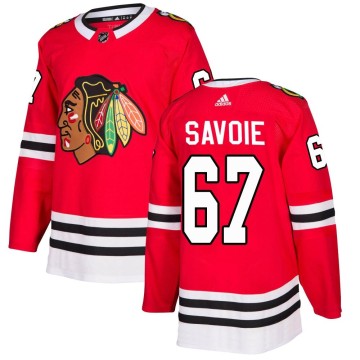 Authentic Adidas Men's Samuel Savoie Chicago Blackhawks Red Home Jersey - Black