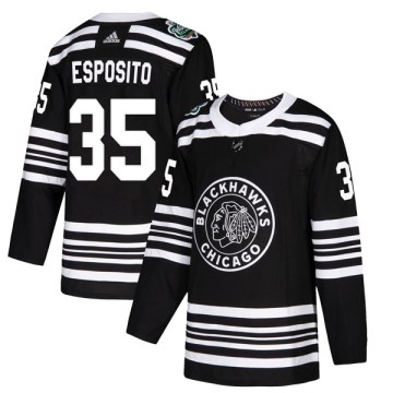 Authentic Adidas Men's Tony Esposito Chicago Blackhawks 2019 Winter Classic Jersey - Black