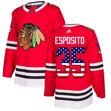 Authentic Adidas Men's Tony Esposito Chicago Blackhawks Red USA Flag Fashion Jersey - Black