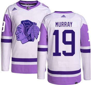 Authentic Adidas Men's Troy Murray Chicago Blackhawks Hockey Fights Cancer Jersey - Black