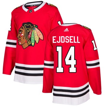 Authentic Adidas Men's Victor Ejdsell Chicago Blackhawks Red Home Jersey - Black