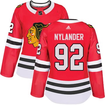 Authentic Adidas Women's Alexander Nylander Chicago Blackhawks Red Home Jersey - Black