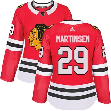 Authentic Adidas Women's Andreas Martinsen Chicago Blackhawks Red Home Jersey - Black