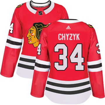 Authentic Adidas Women's Bryn Chyzyk Chicago Blackhawks Red Home Jersey - Black