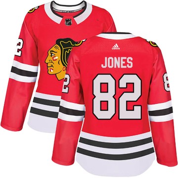 Authentic Adidas Women's Caleb Jones Chicago Blackhawks Red Home Jersey - Black