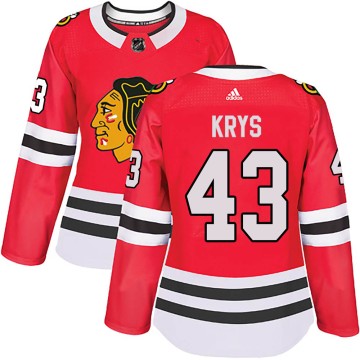 Authentic Adidas Women's Chad Krys Chicago Blackhawks Red Home Jersey - Black