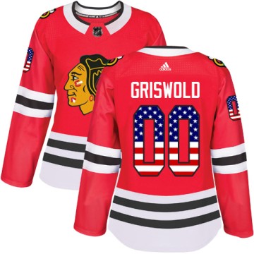 Authentic Adidas Women's Clark Griswold Chicago Blackhawks Red USA Flag Fashion Jersey - Black