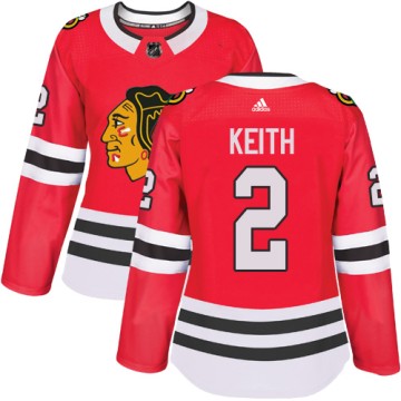 Authentic Adidas Women's Duncan Keith Chicago Blackhawks Red Home Jersey - Black