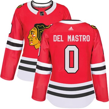 Authentic Adidas Women's Ethan Del Mastro Chicago Blackhawks Red Home Jersey - Black