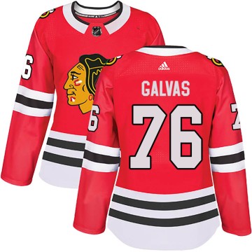 Authentic Adidas Women's Jakub Galvas Chicago Blackhawks Red Home Jersey - Black