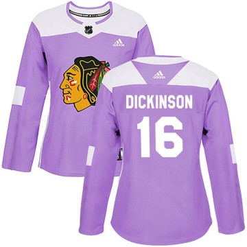 Authentic Adidas Women's Jason Dickinson Chicago Blackhawks Fights Cancer Practice Jersey - Purple
